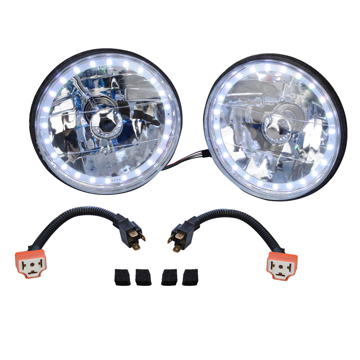 White Diamond Halo Headlight Set - 7"