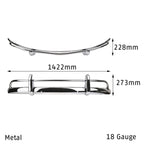1953-1967 VW Beetle Front Bumper with Overriders - Chrome