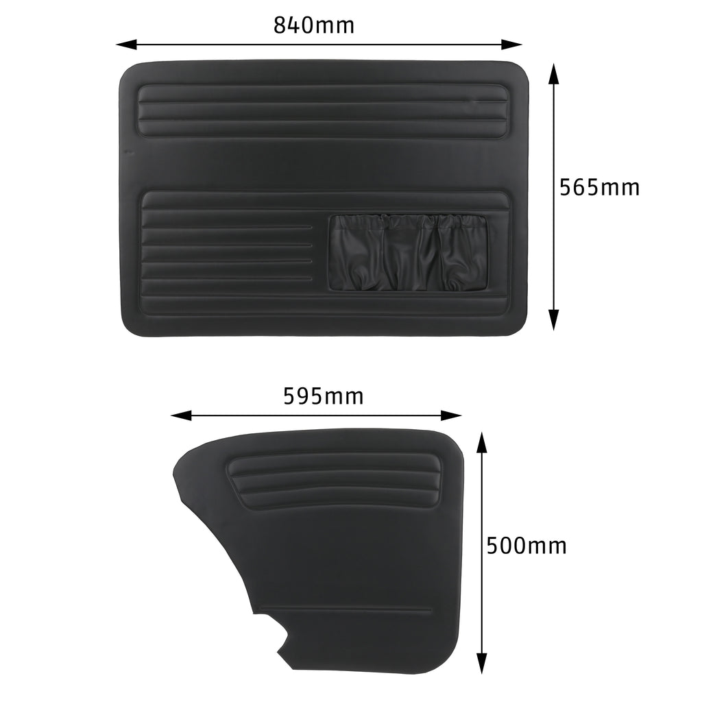 1965-1977 VW Beetle Black Vinyl Door Panel Kit - Sedan