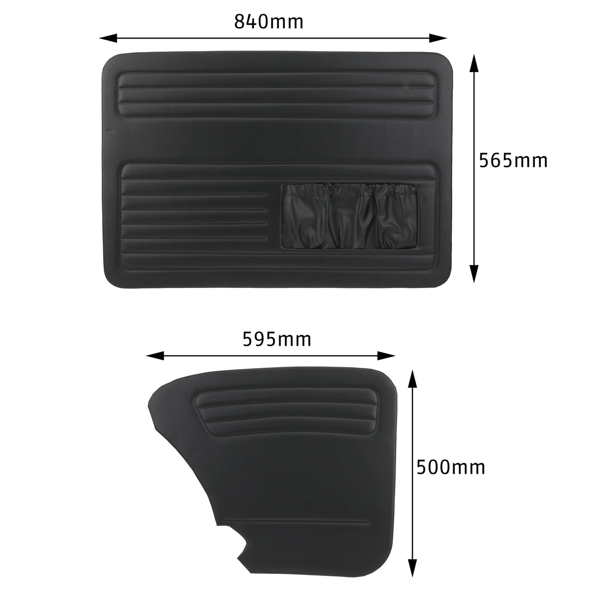 1965-1977 VW Beetle Black Vinyl Door Panel Kit - Sedan