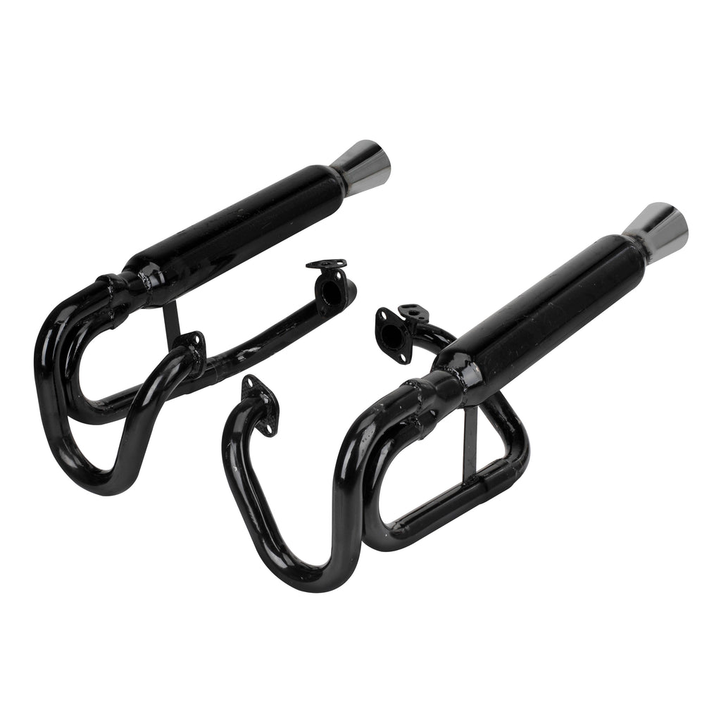 1956-1979 VW Dune Buggy Dual Exhaust for Dual Carburetors - Black with Chrome Tips