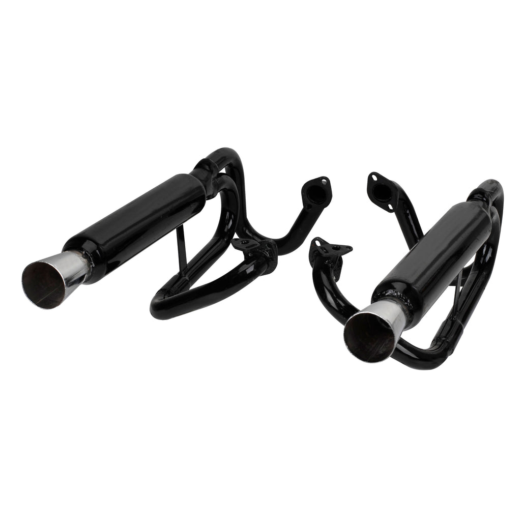 1956-1979 VW Dune Buggy Dual Exhaust for Dual Carburetors - Black with Chrome Tips