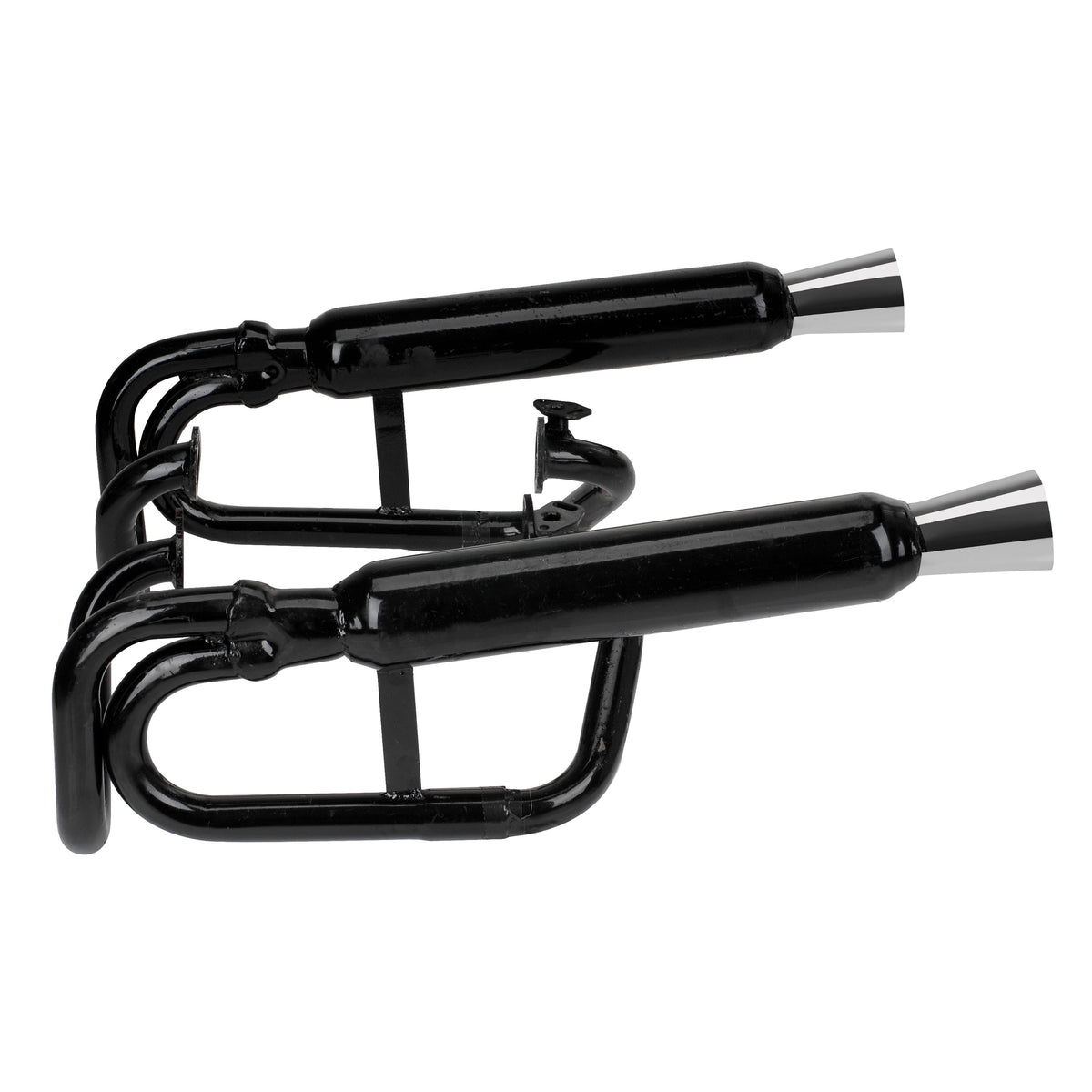 1956-1979 VW Dune Buggy Dual Exhaust for Dual Carburetors - Black with Chrome Tips
