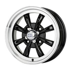 1962-1979 VW GT-8 Wheel - 15x5 - 4x130 - Black w/ Polished Lip