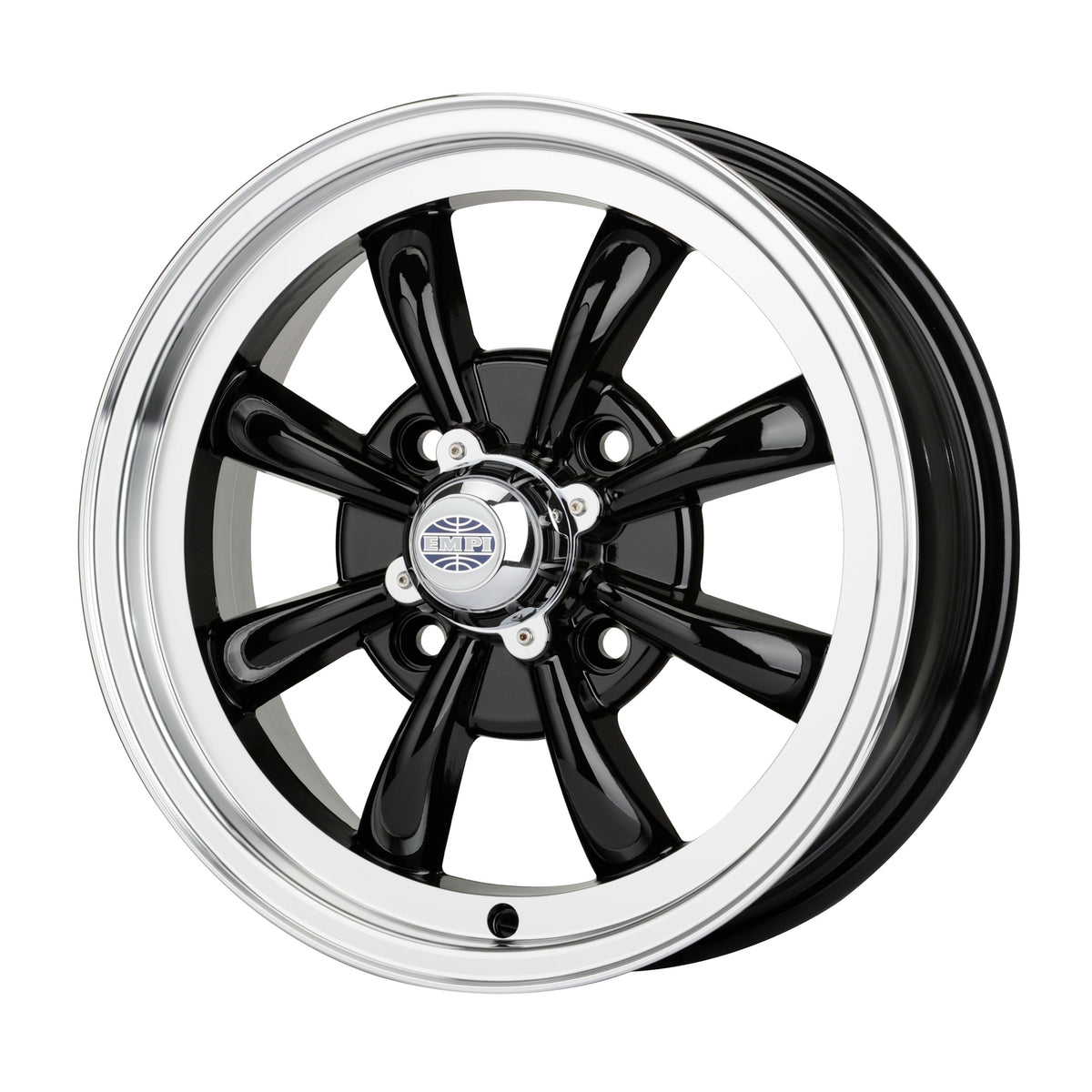 1962-1979 VW GT-8 Wheel - 15x5 - 4x130 - Black w/ Polished Lip