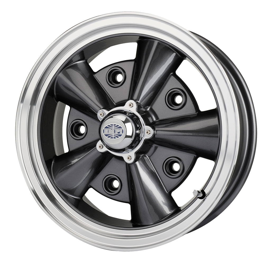 1950-1979 VW 5-Rib Wheel - 15x5.5 - 5x205 - Anthracite w/ Polished Lip