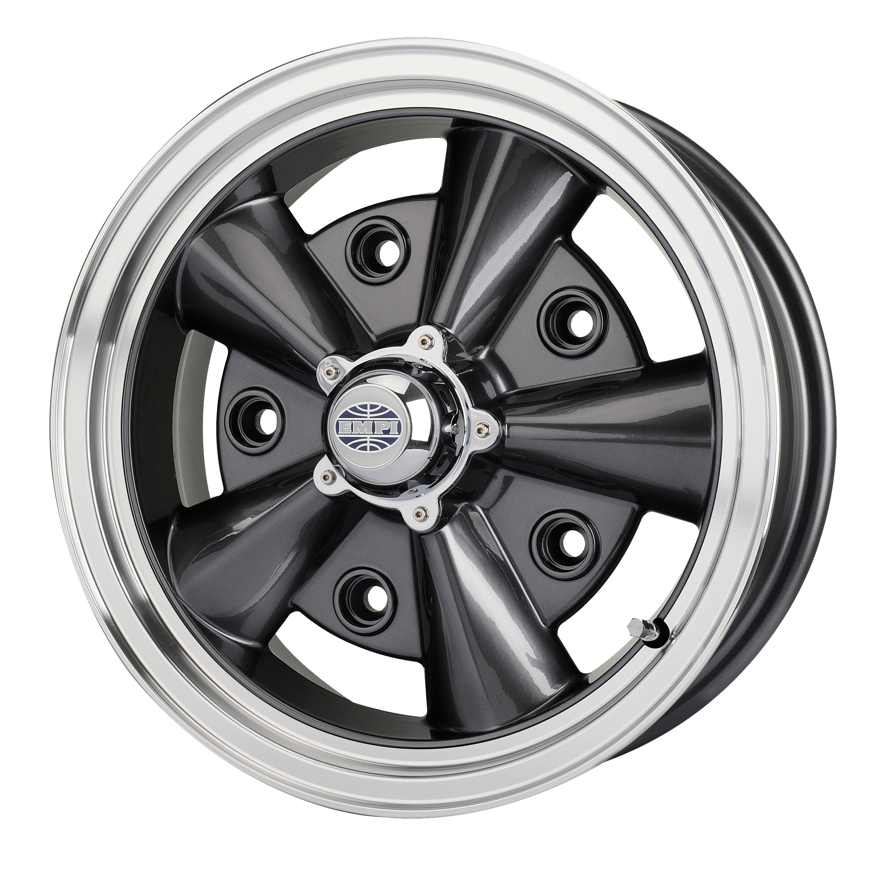 1950-1979 VW 5-Rib Wheel - 15x5.5 - 5x205 - Anthracite w/ Polished Lip