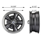1950-1979 VW 5-Rib Wheel - 15x5.5 - 5x205 - Anthracite w/ Polished Lip