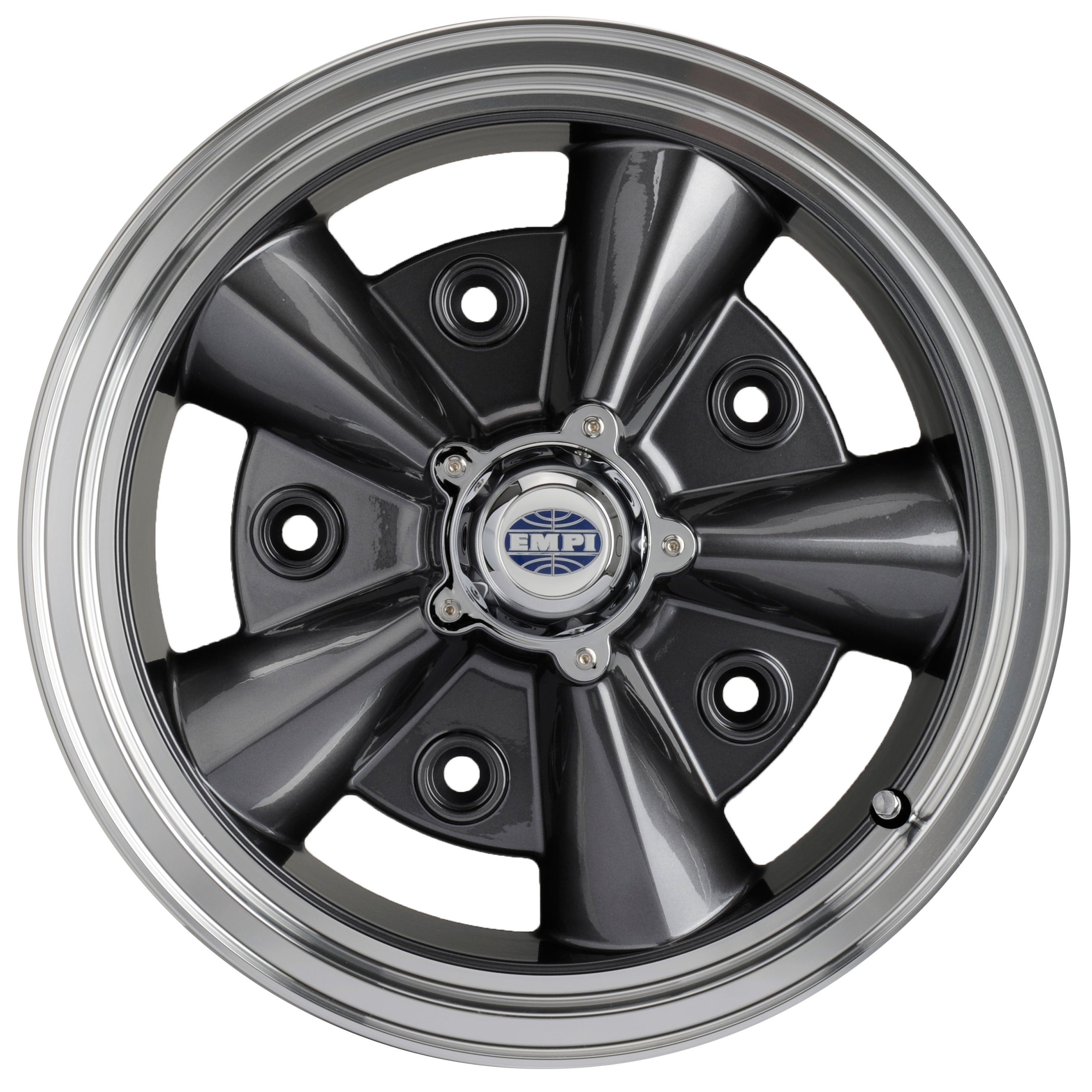 1950-1979 VW 5-Rib Wheel - 15x5.5 - 5x205 - Anthracite w/ Polished Lip
