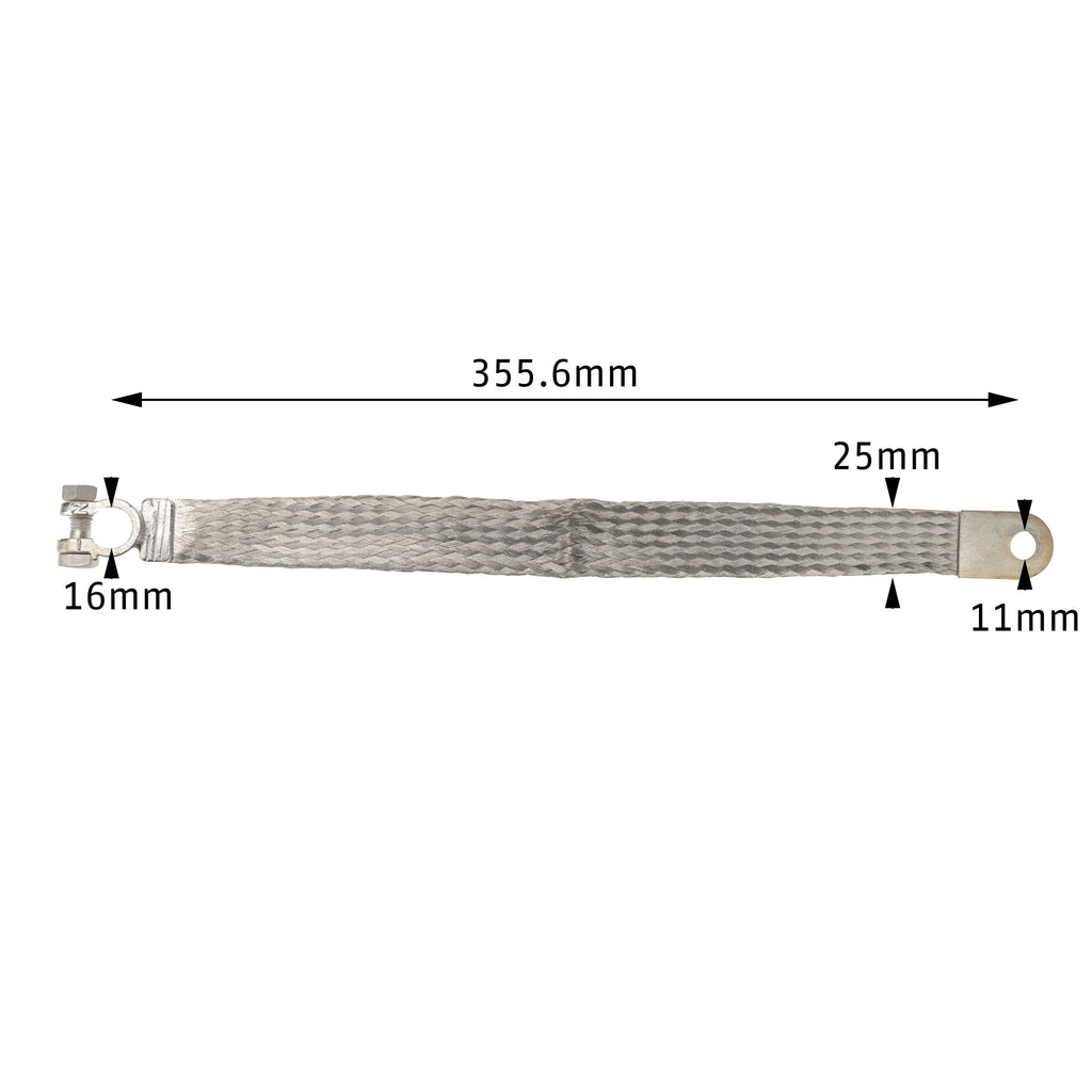 1950-1979 VW Braided Battery Ground Strap - Negative - 14"