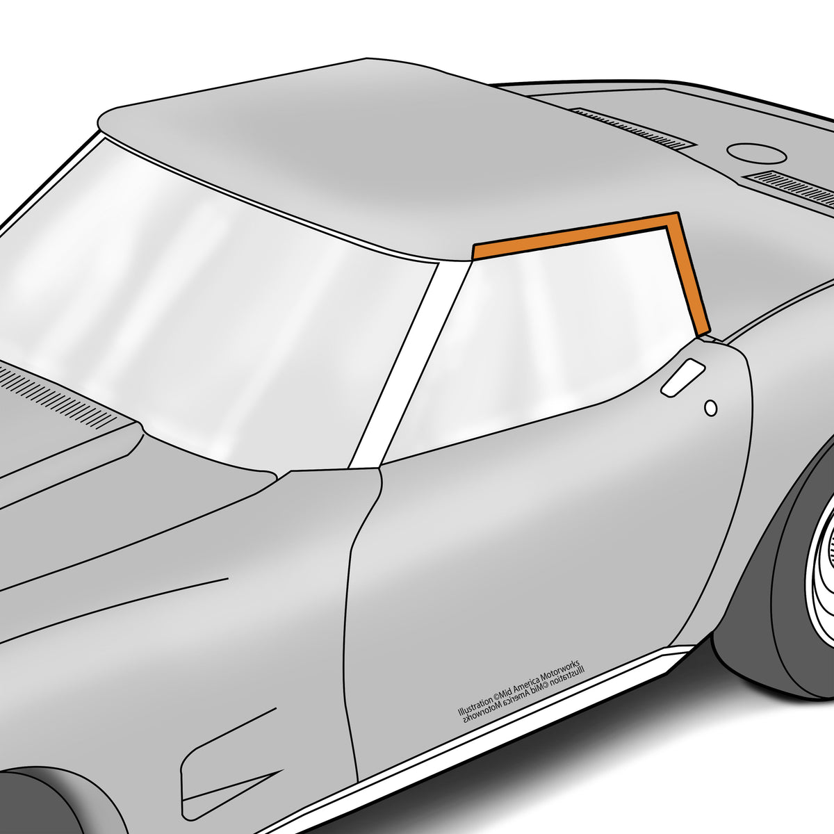 1968-1975 C3 Corvette Convertible Hardtop Side Window Seal - LH