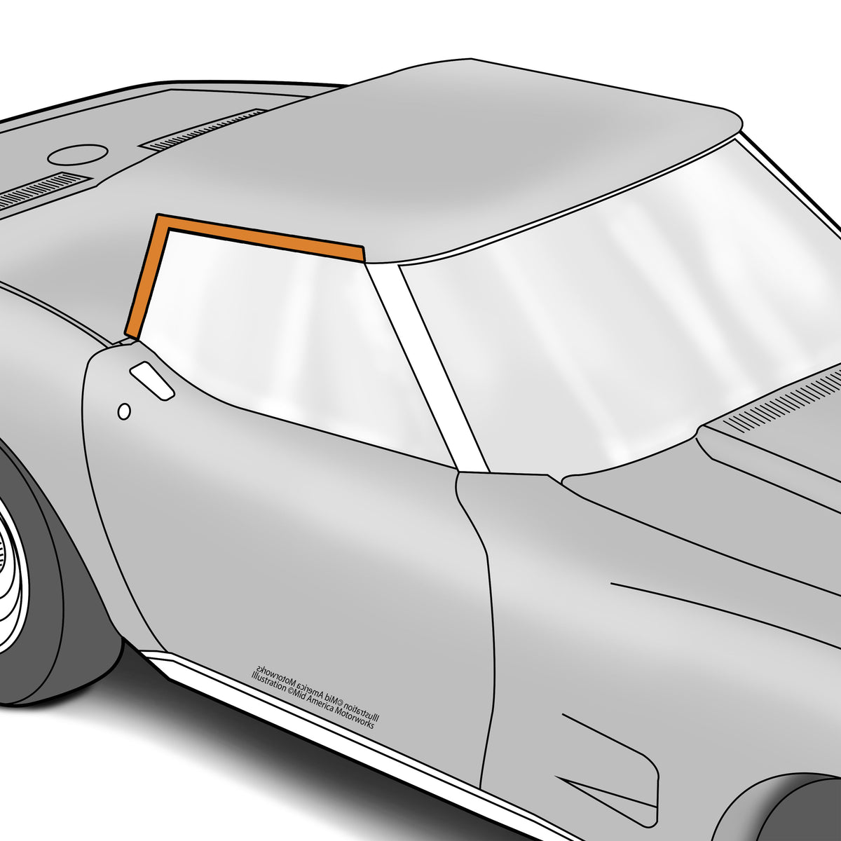 1968-1975 C3 Corvette Convertible Hardtop Side Window Seal - RH