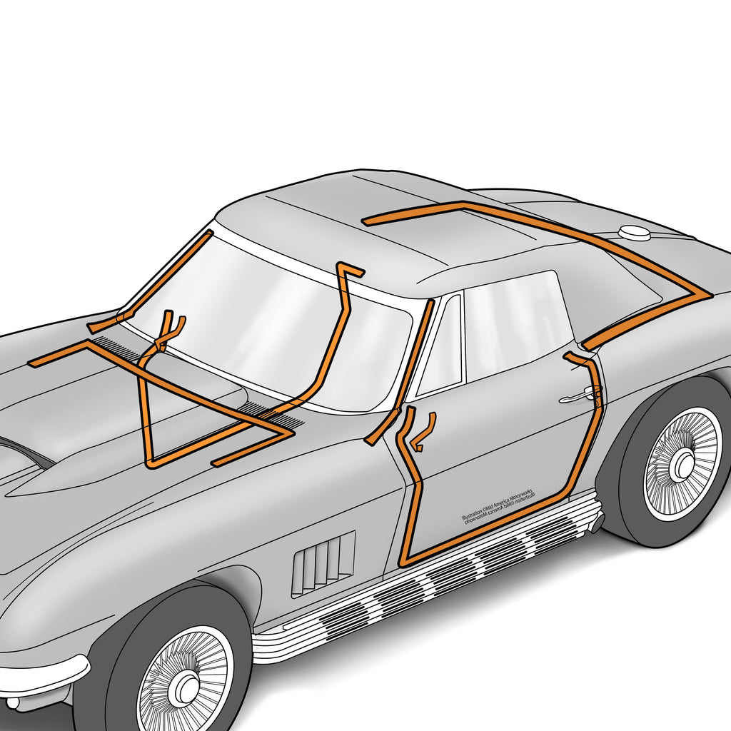 1964-1967 C2 Corvette Convertible Door & Body Weatherstrip Kit
