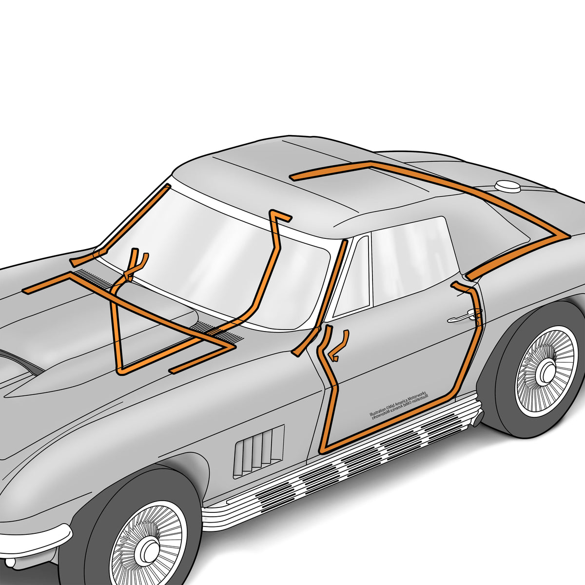 1964-1967 C2 Corvette Convertible Door & Body Weatherstrip Kit