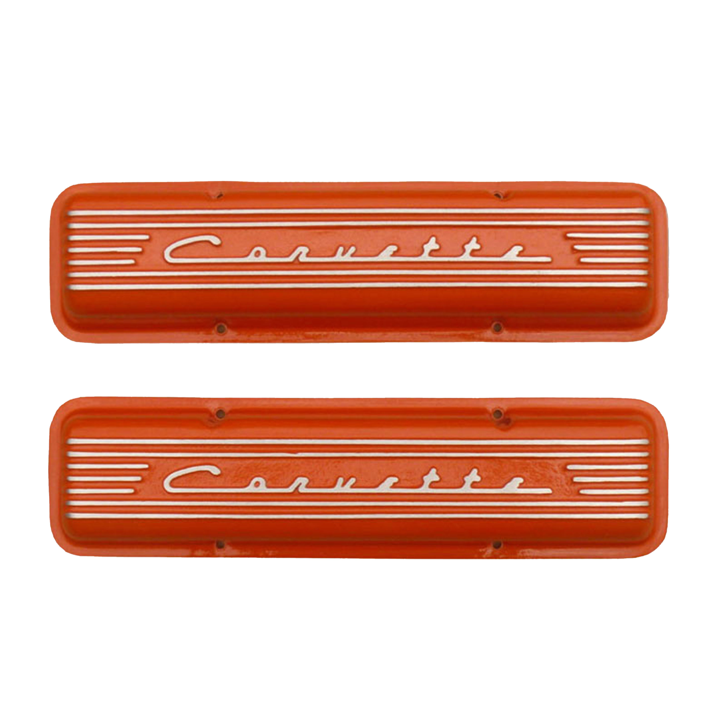 1958 1986 Small Block Aluminum Valve Covers Orange With Corvette 3625